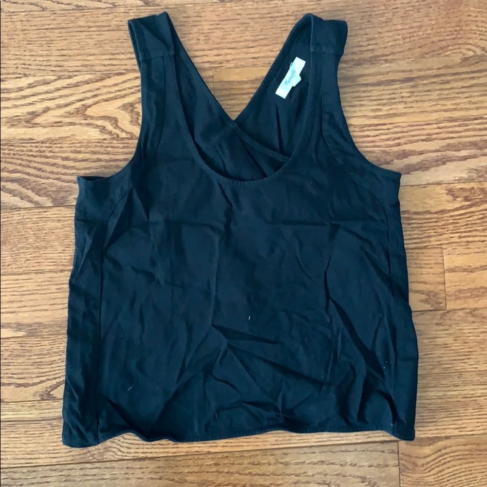 Madewell black cross-strap tank
